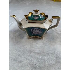 Arthur Wood Teapot Monarch 5409 Teal Floral Gold Gilt Vintage England Ceramic